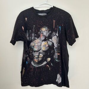 Black Short Sleeve Tee with Artistic Graphic